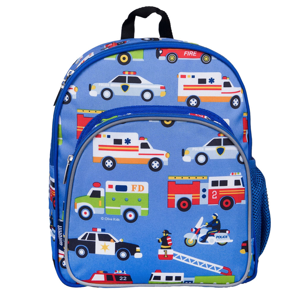 Action vehicles toddler backpack with matching lunch bag