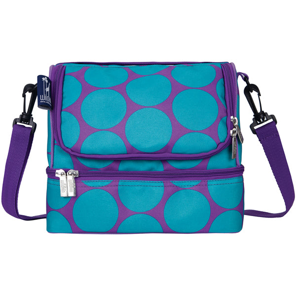 Blue dots dual-compartment lunch bag