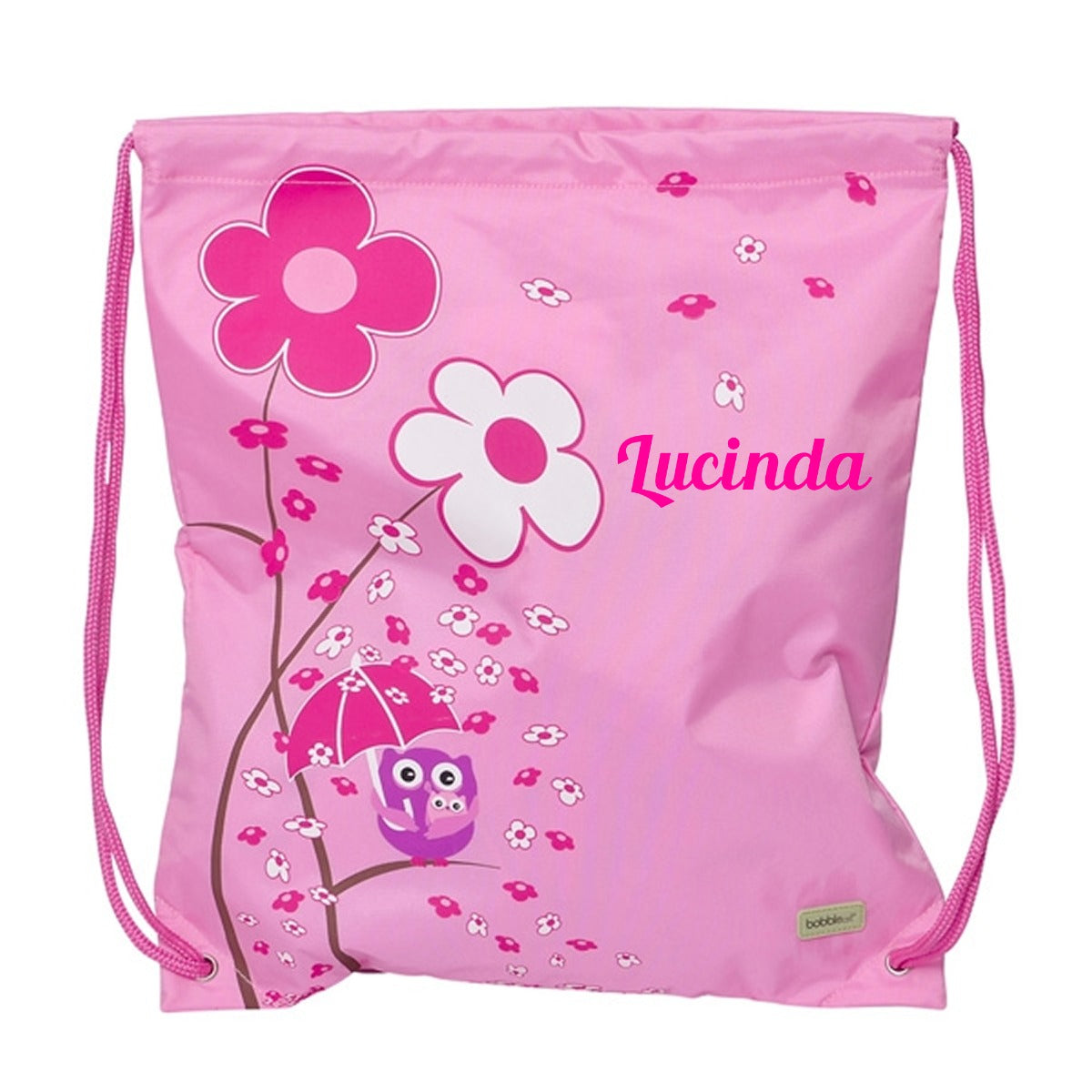Pink flower owl PE bag for girls