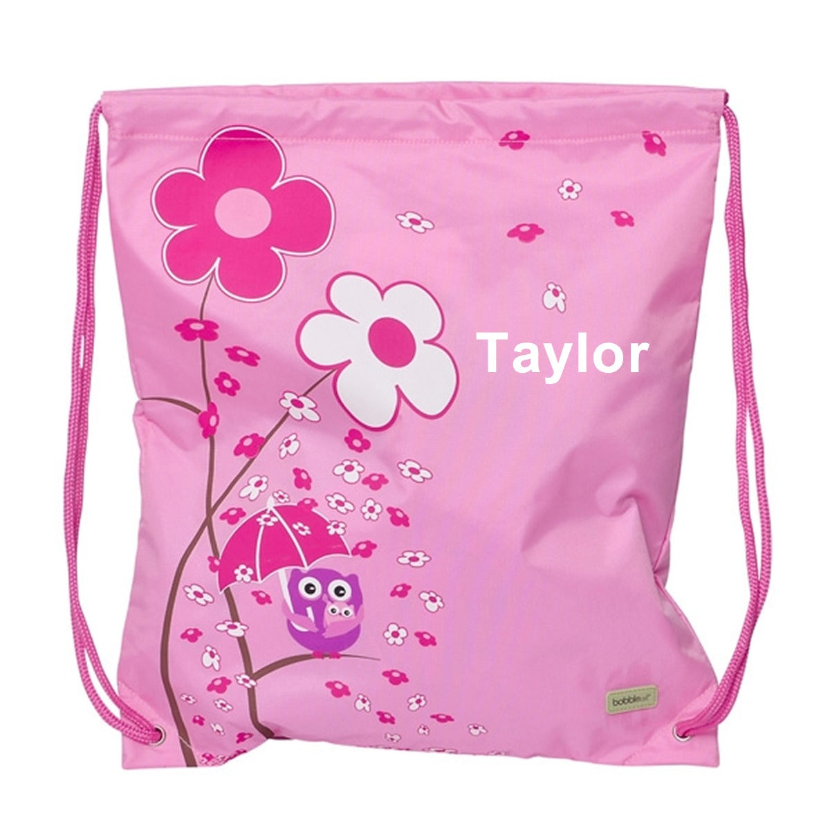Personalised pink flower owl PE bag