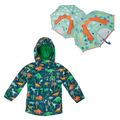 Kids Dinosaur Raincoat & Umbrella Set