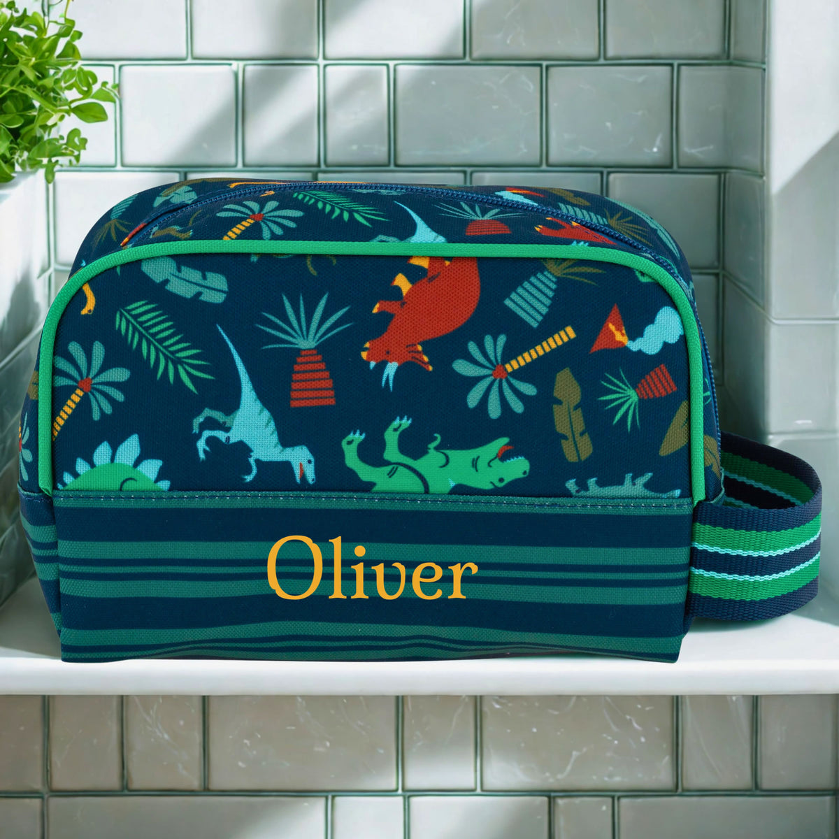 Personalised Kids Dinosaur Wash Bag