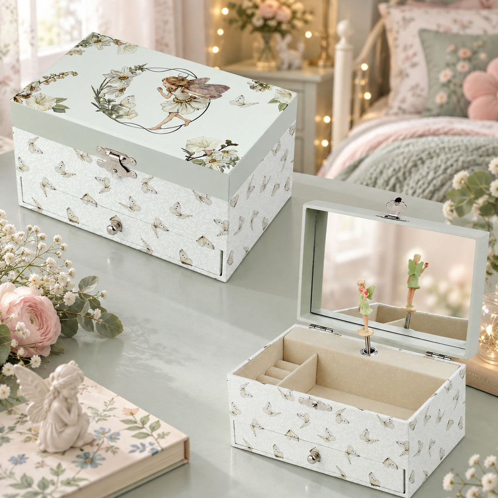 Personalised Girls Musical Jewellery Box - Flower Fairies, alternate view