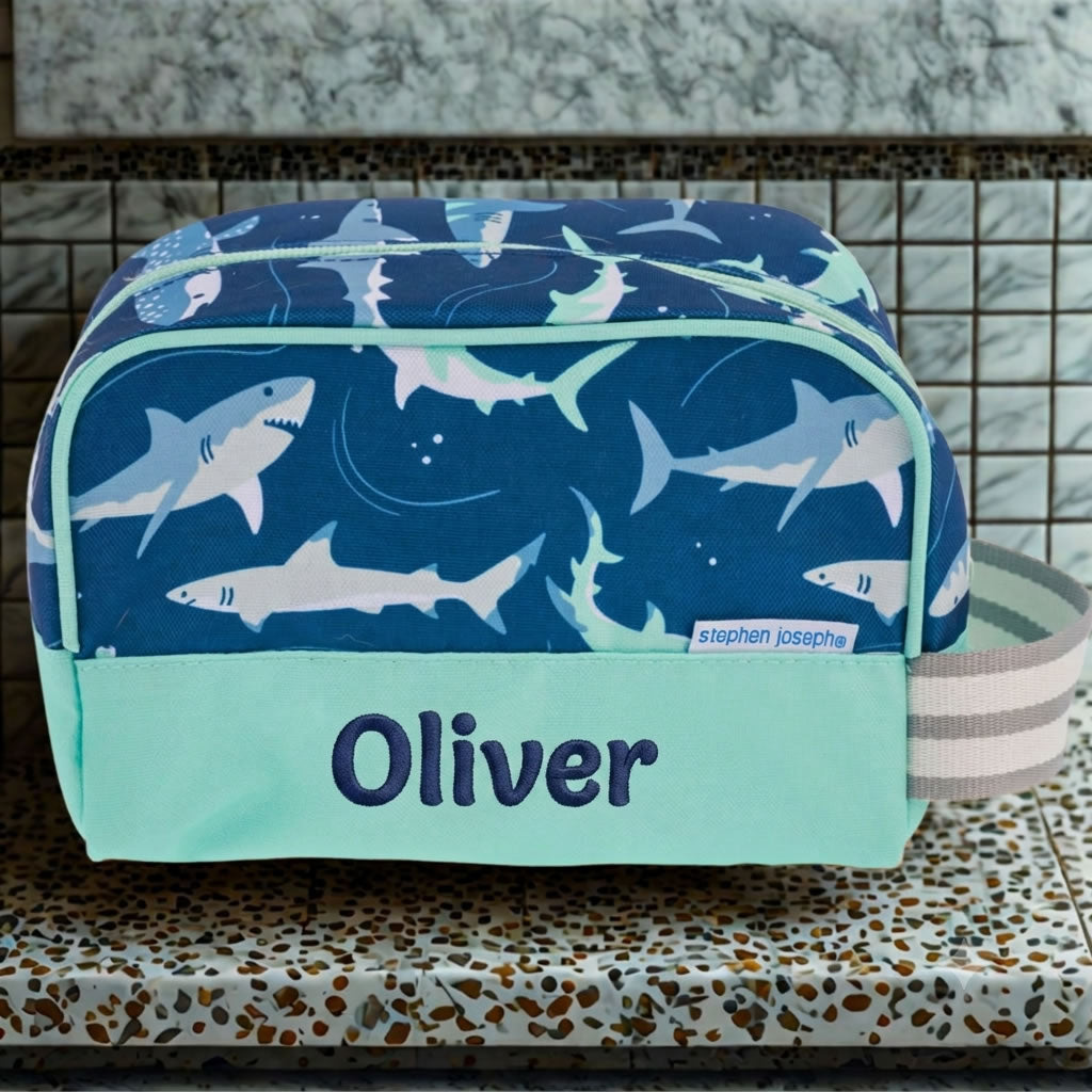 Personalised Kids Shark Wash Bag