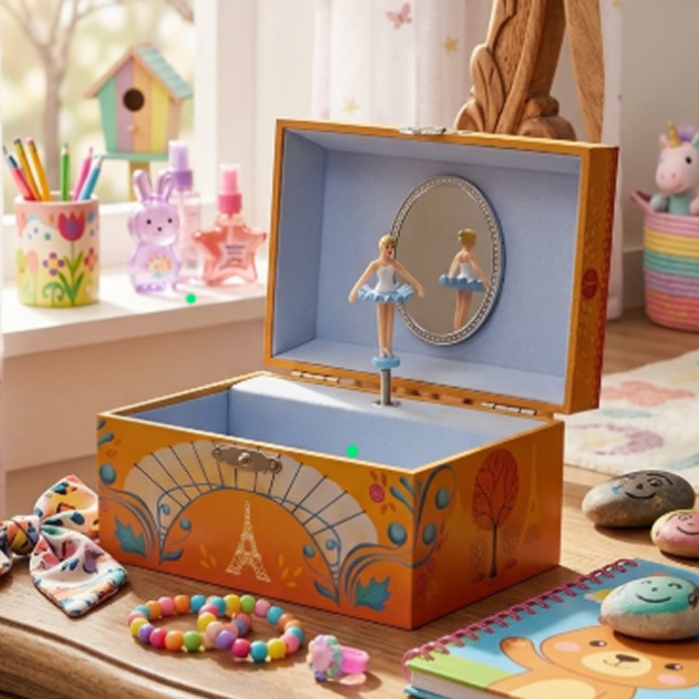 Personalised Girls Musical Jewellery Box - Paris in Autumn