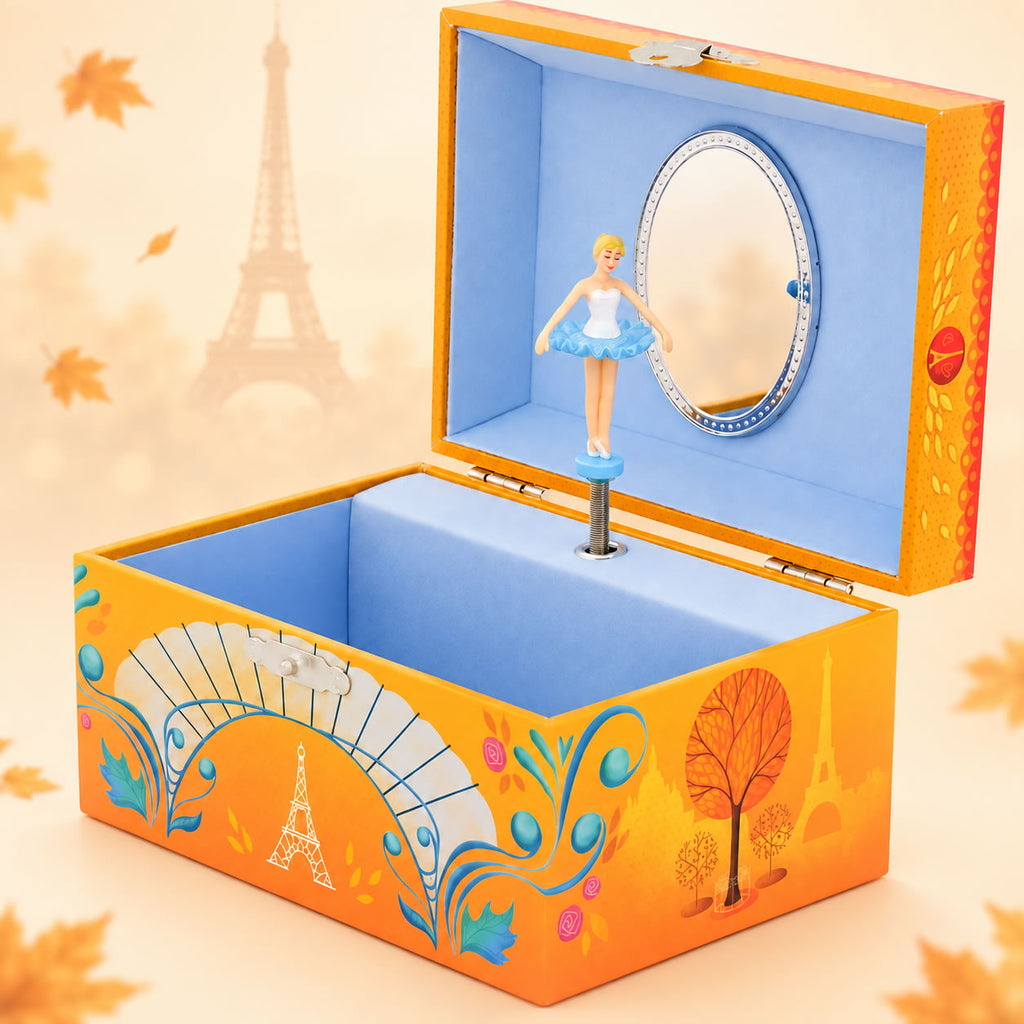 Personalised Girls Musical Jewellery Box - Paris in Autumn, alternate view