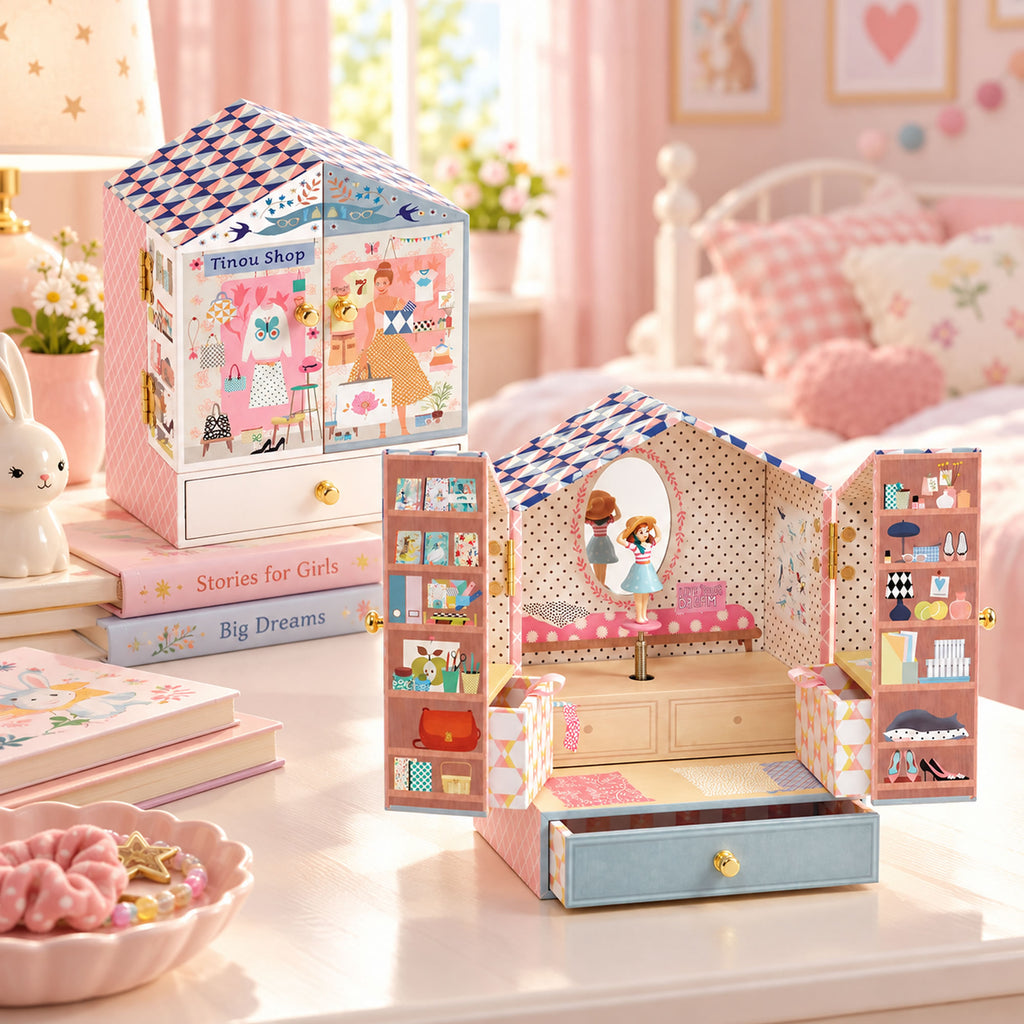 Personalised Girls Musical Jewellery Box - Tinou's Shop displayed in a children's bedroom