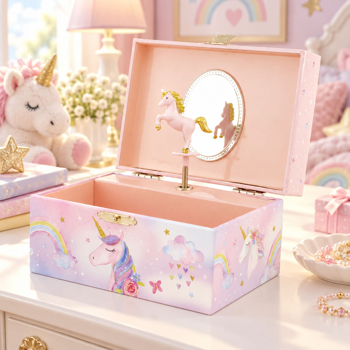Personalised Girls Musical Jewellery Box - Unicorn