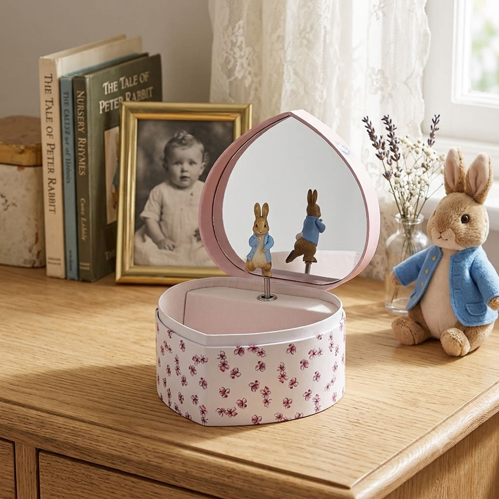 Peter Rabbit Pink Heart Musical Jewellery Box - Personalisable