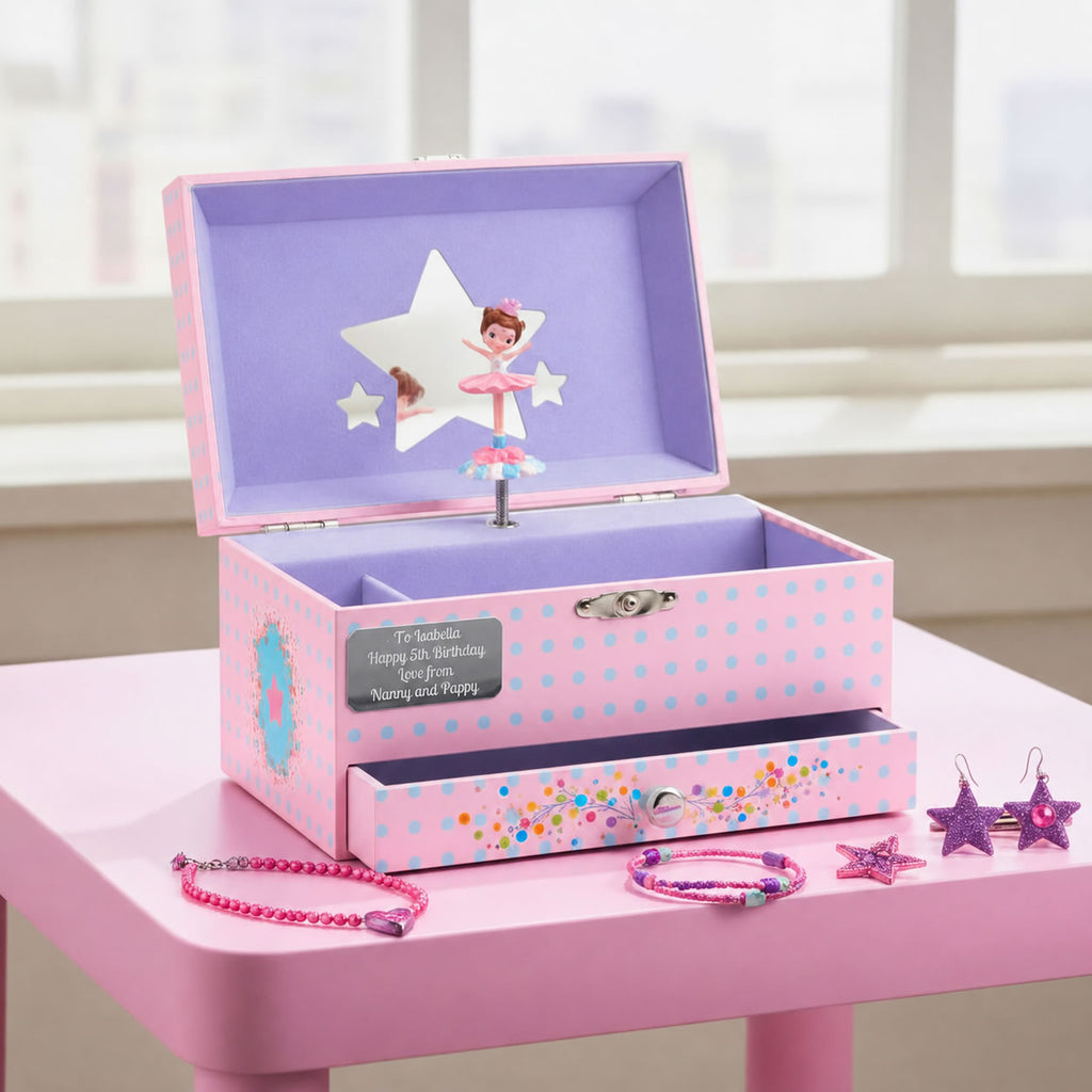 Personalised Girls Musical Jewellery Box - Elegant Ballerina