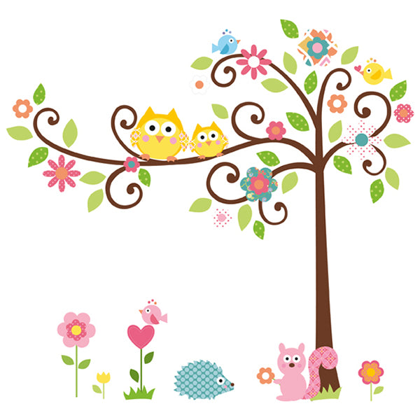 Scroll tree wall decal for a girl’s bedroom
