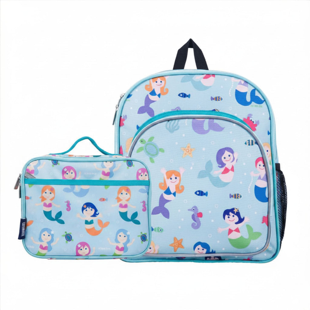 Personalised mermaid toddler backpack with lunch bag