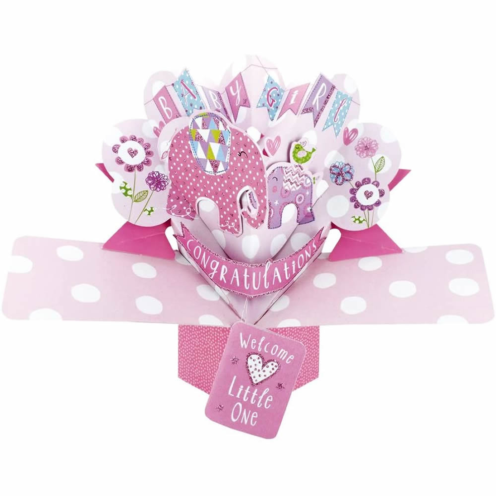 Baby girl pop-up greeting card
