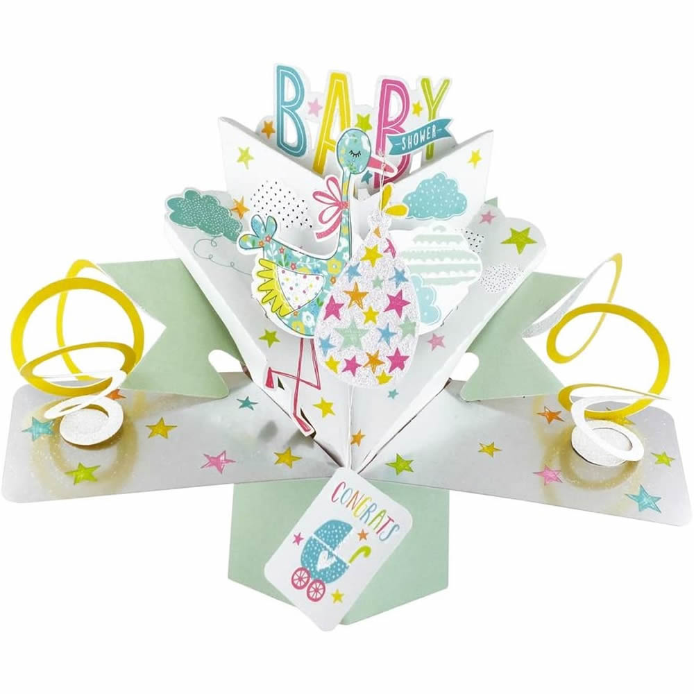 Baby shower pop-up greeting card