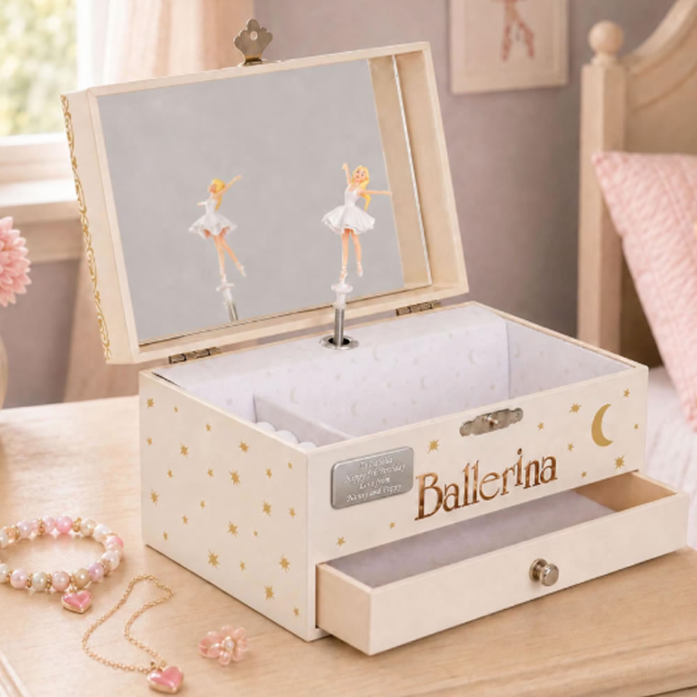 Personalised Girls Musical Jewellery Box - Classical Ballerina