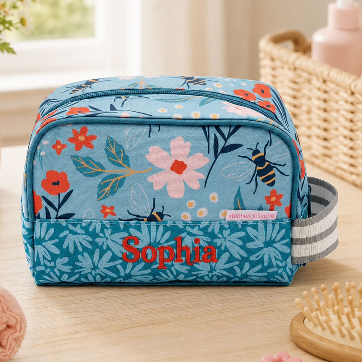 Personalised Kids Bee Wash Bag