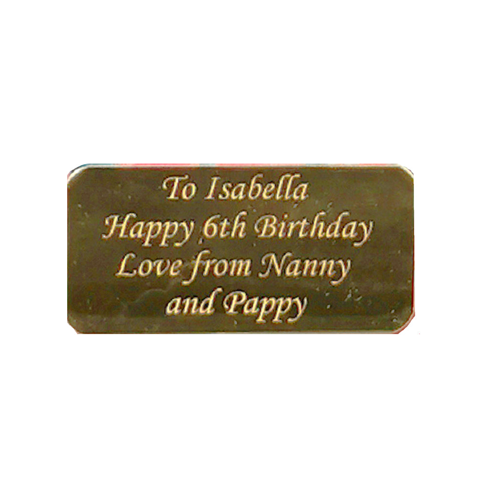Gold birthday plaque for an Enchanted Kingdom jewellery box
