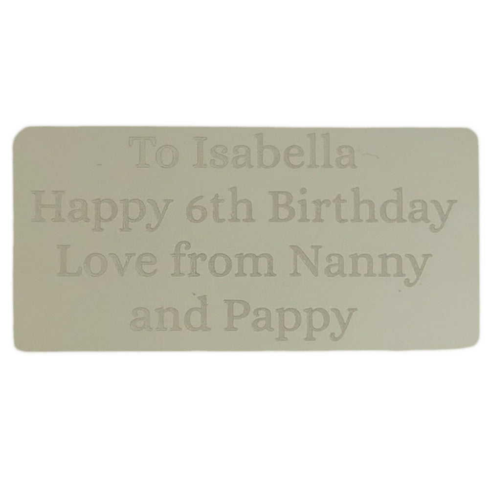 Personalised metal plaque for a children's jewellery box