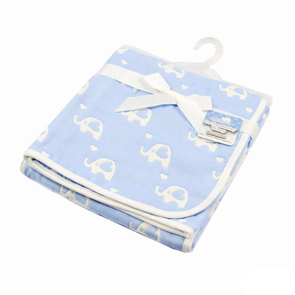 Blue elephant baby blanket