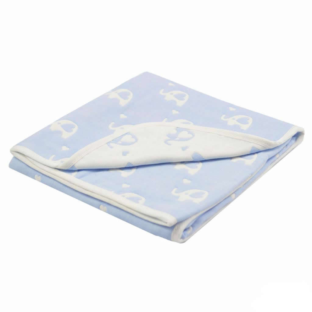 Cotton blue elephant baby blanket