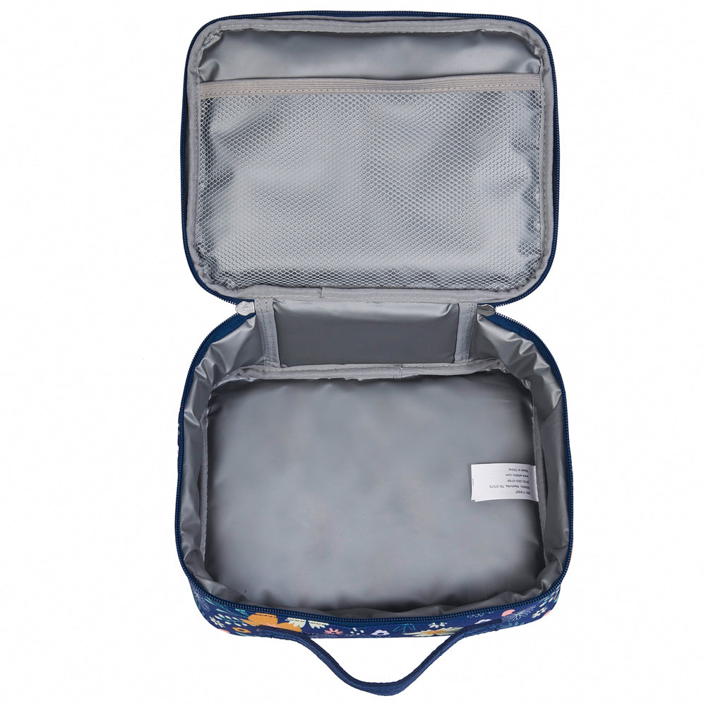 Open blue floral children’s lunch bag
