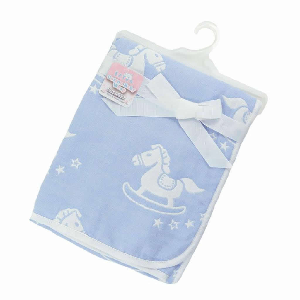 Blue rocking horse baby blanket