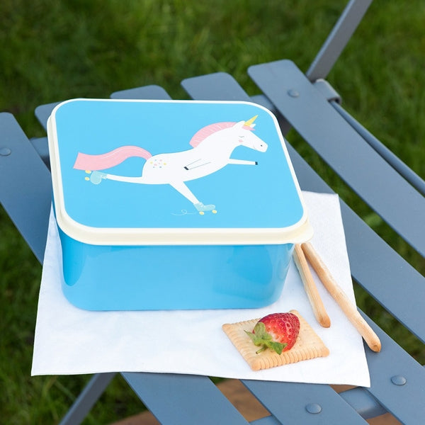 Blue unicorn lunch box for children