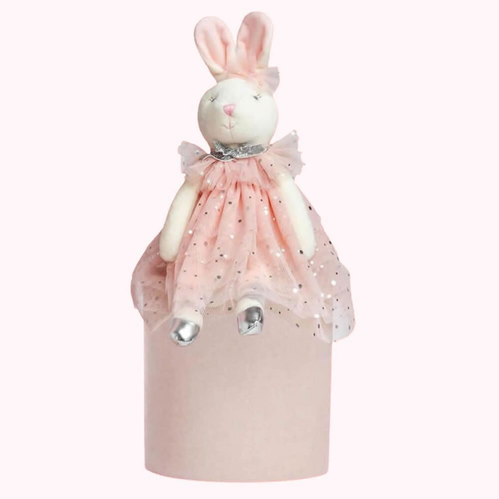 Kids Ballerina Bunny Soft Toy in Personalised Cotton Drawstring Bag