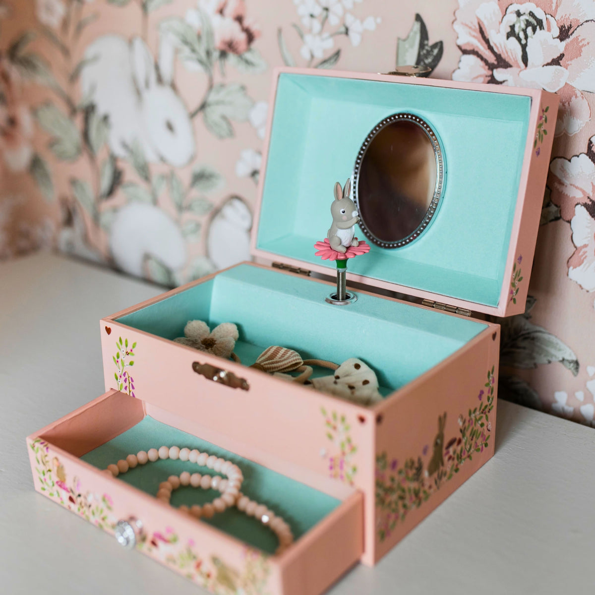 Personalised Girls Musical Jewellery Box - Woodland Bunny