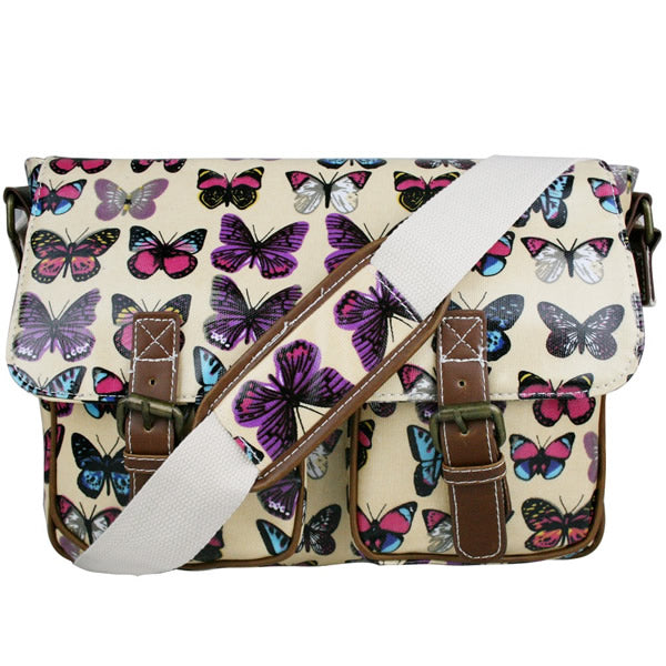 Beige butterfly satchel for children