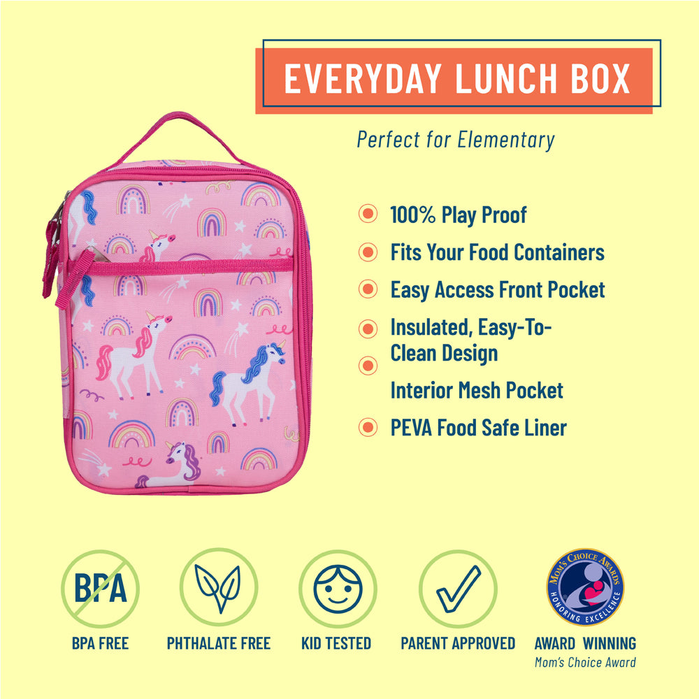 Personalised rainbow unicorn lunch bag detail