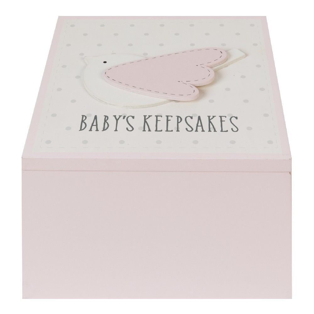 Personalised pink bird baby keepsake box