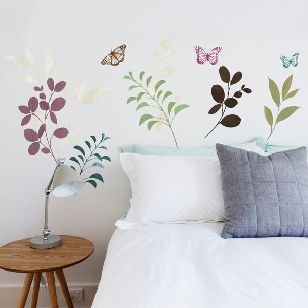 Botanical butterfly wall sticker for children
