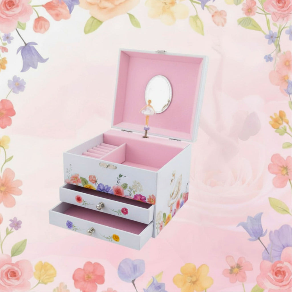 Personalised Girls Large Musical Jewellery Box - Classical Ballerina Swan Lake