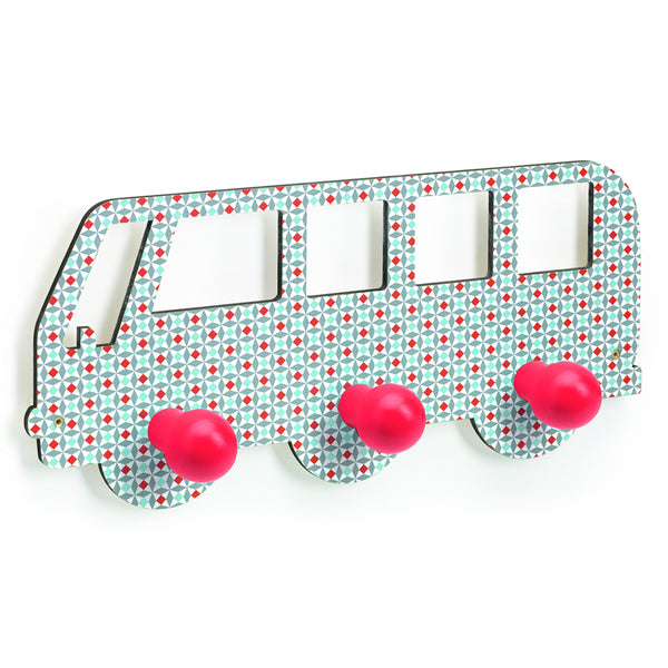Children's wooden bus coat hooks