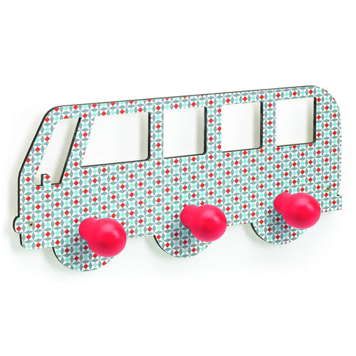 Children's wooden bus coat hooks