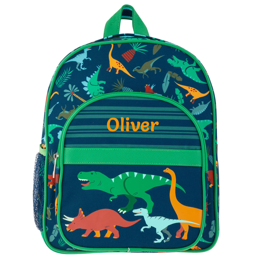 Personalised embroidered dinosaur backpack