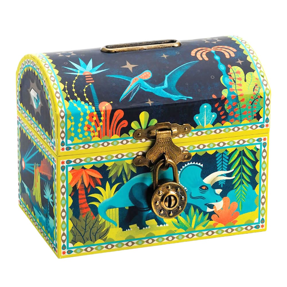 Dinosaur money box personalised with a child’s name