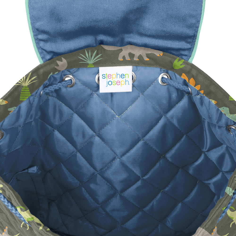 Inside of a dinosaur toddler backpack