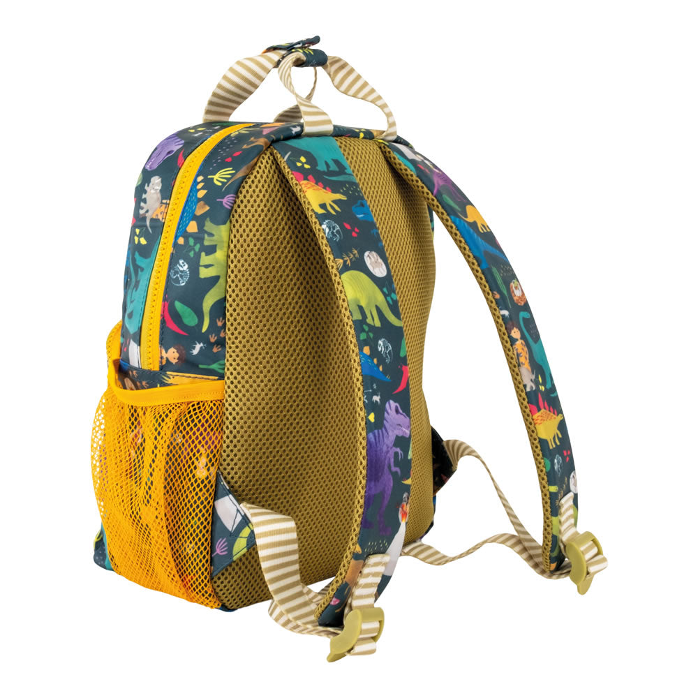 Rear view of a dinosaur children’s backpack