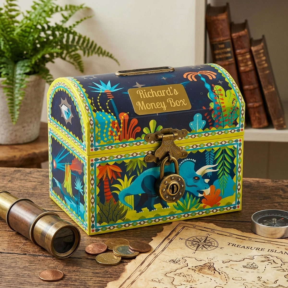 Personalised Children's Money Box - Dinosaur
