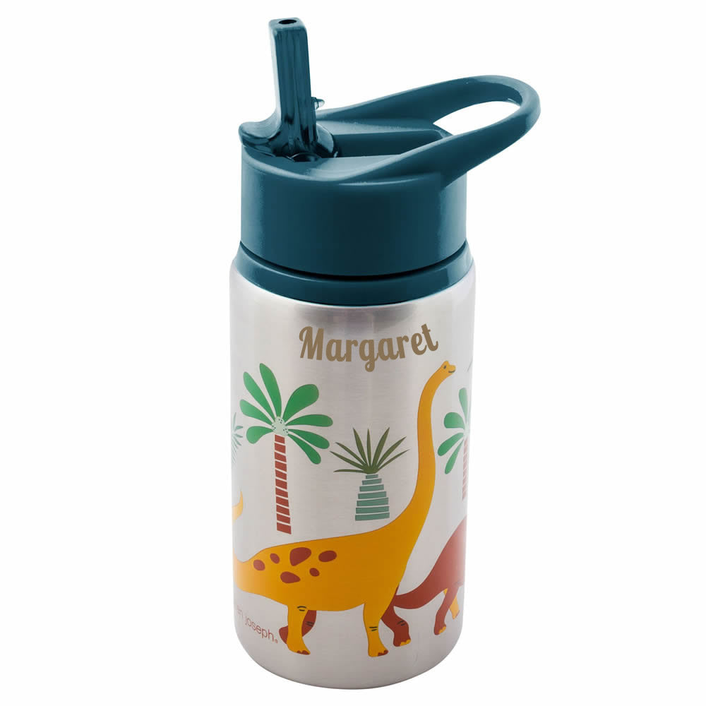 Personalised dinosaur water bottle for children