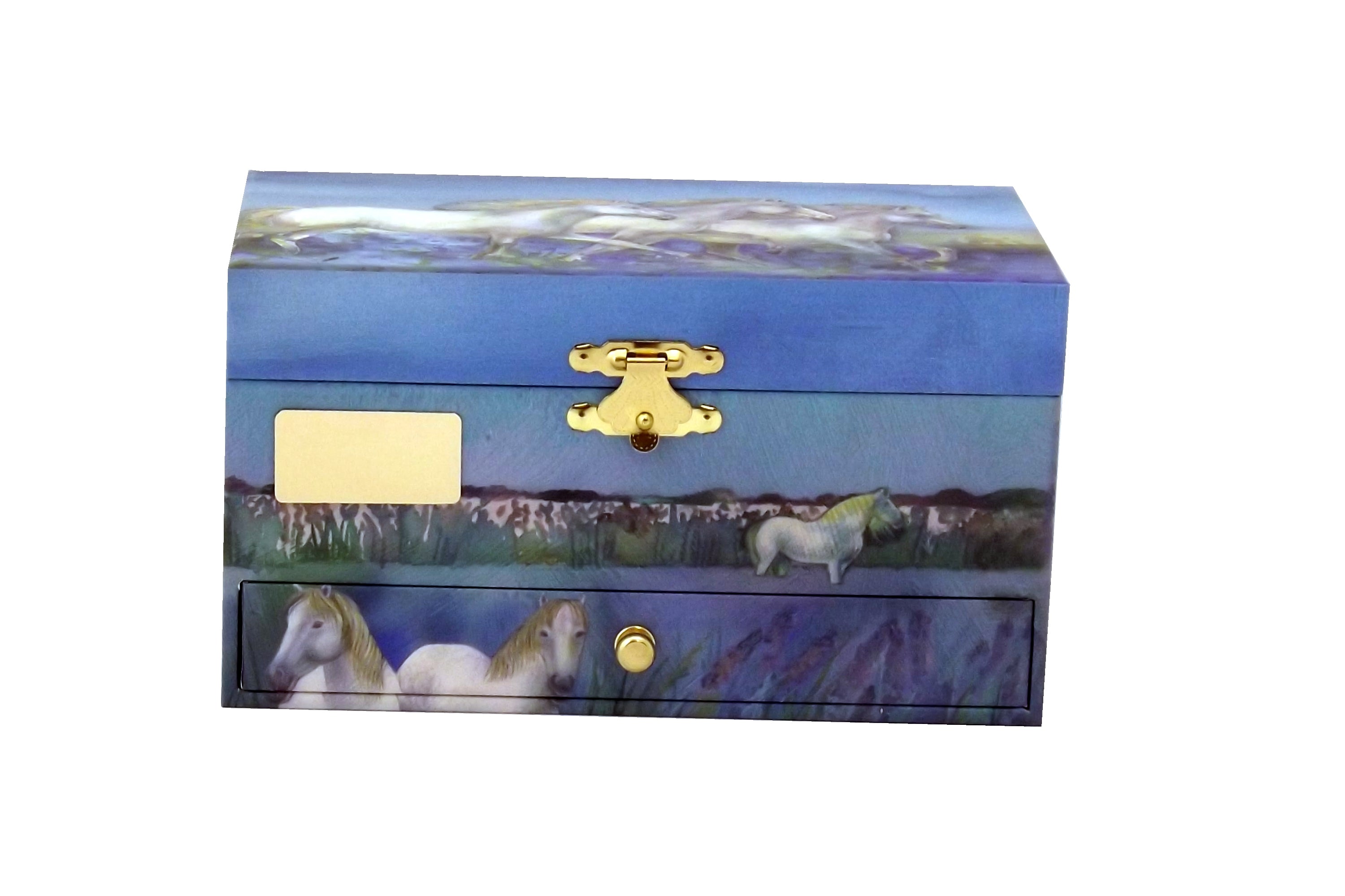 Open wild horses musical jewellery box