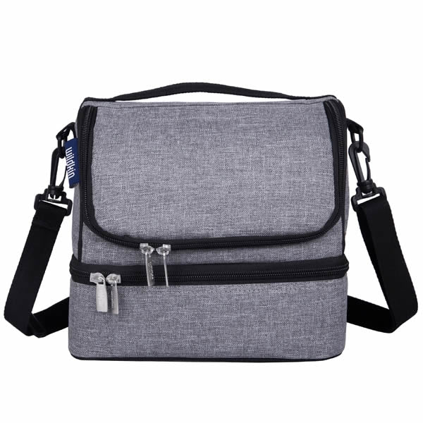 Wildkin grey dual-compartment lunch bag