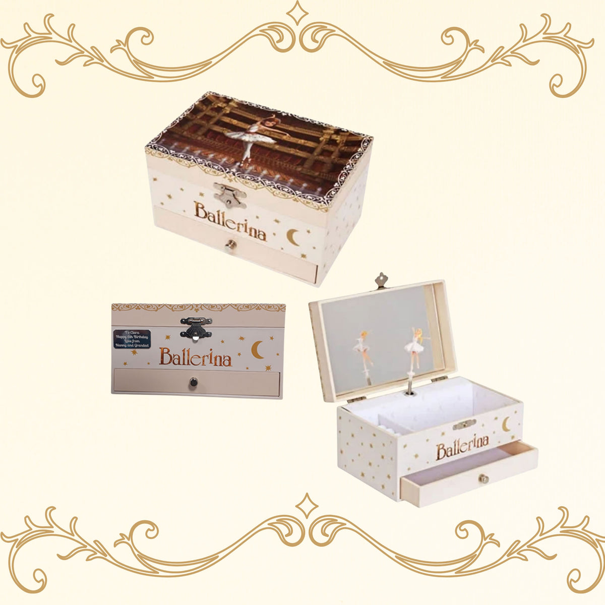 Personalised Girls Musical Jewellery Box - Classical Ballerina, alternate view