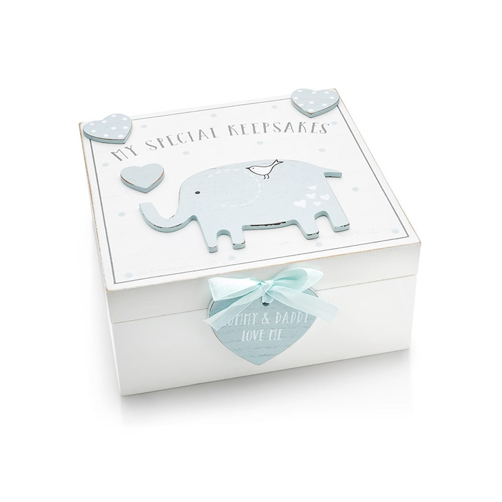 Blue elephant baby keepsake box for boys