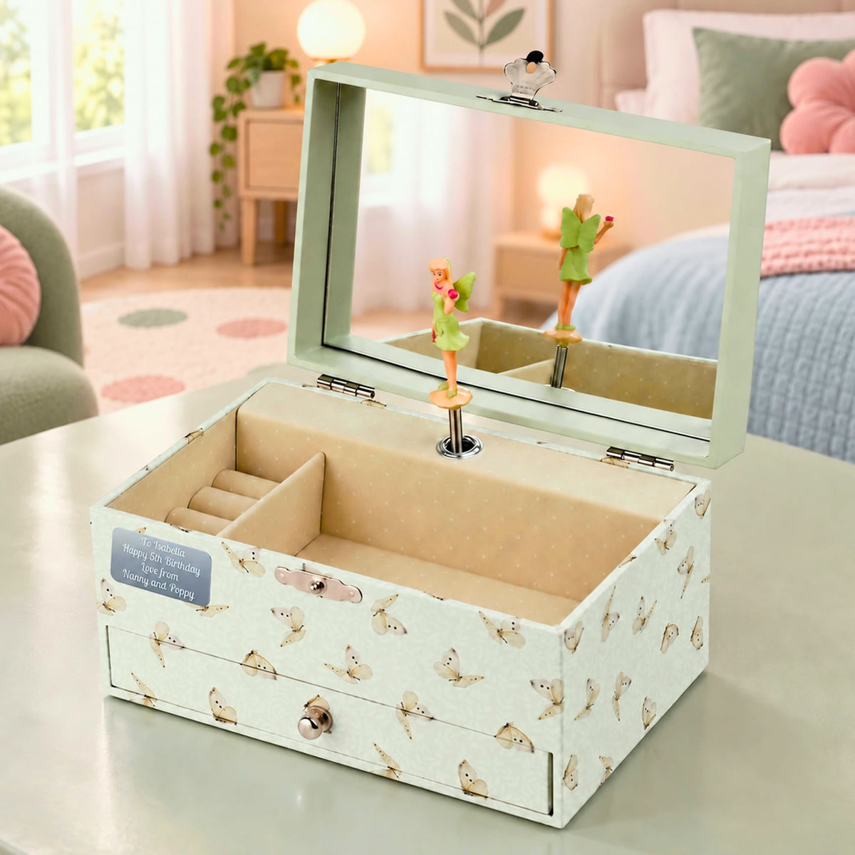 Personalised Girls Musical Jewellery Box - Flower Fairies