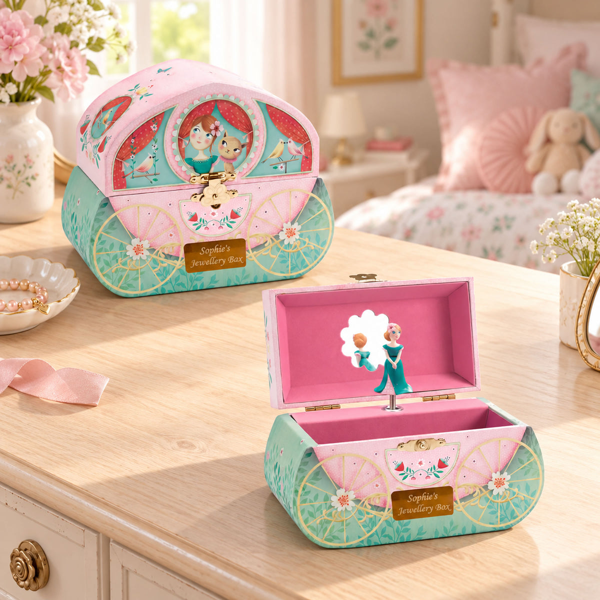 Personalised Girls Musical Jewellery Box - Princess Carriage