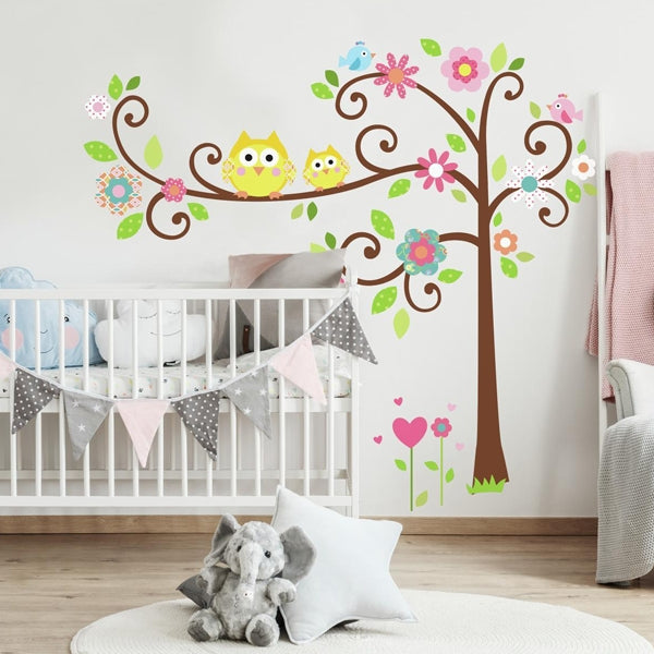 Scroll tree wall sticker for girls