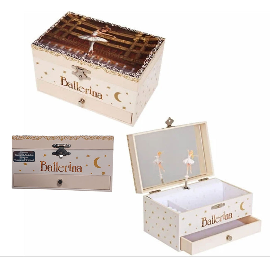 Gold ballerina musical jewellery box